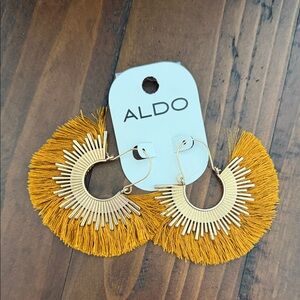 Aldo Mustard and Gold Fringe Earrings
